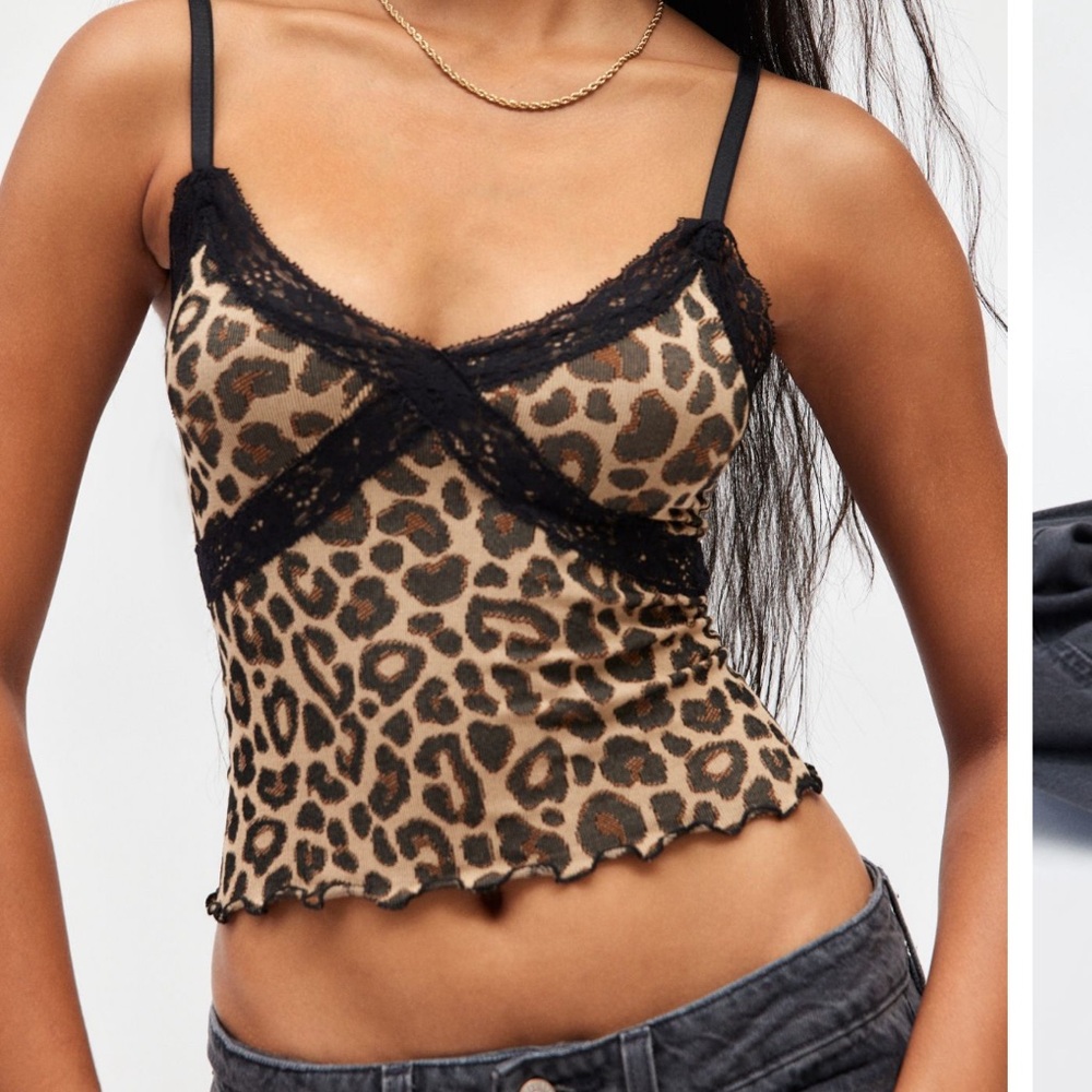 Urban Outfitters Leopard Cami with Black Lace